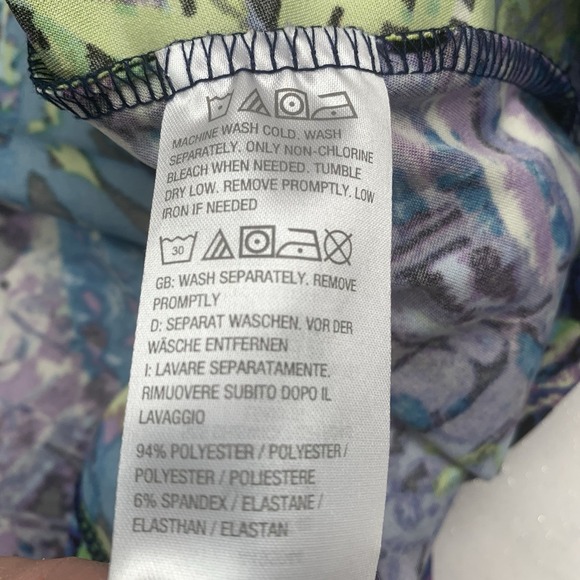 Attitudes Purple Abstract Midi Dress Stretch Knit A Line Shift 2XP Tropical - Picture 6 of 7